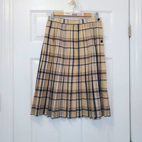 Jaeger Vintage 80s tartan plaid skirt pleated wool skirt tartan | Size 12| - Picture 2 of 5